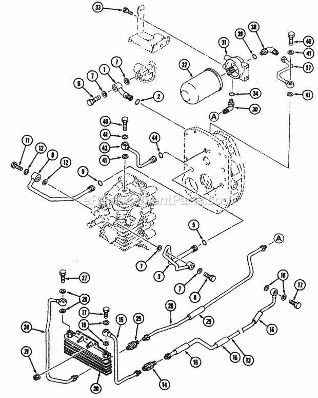 Hydraulic Line Diagram and Parts List for 54A-443D100 Cub Cadet Lawn Tractor
